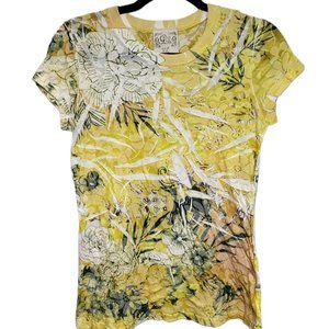 Buckle GGirl Women's Yellow Floral Short Sleeve Top